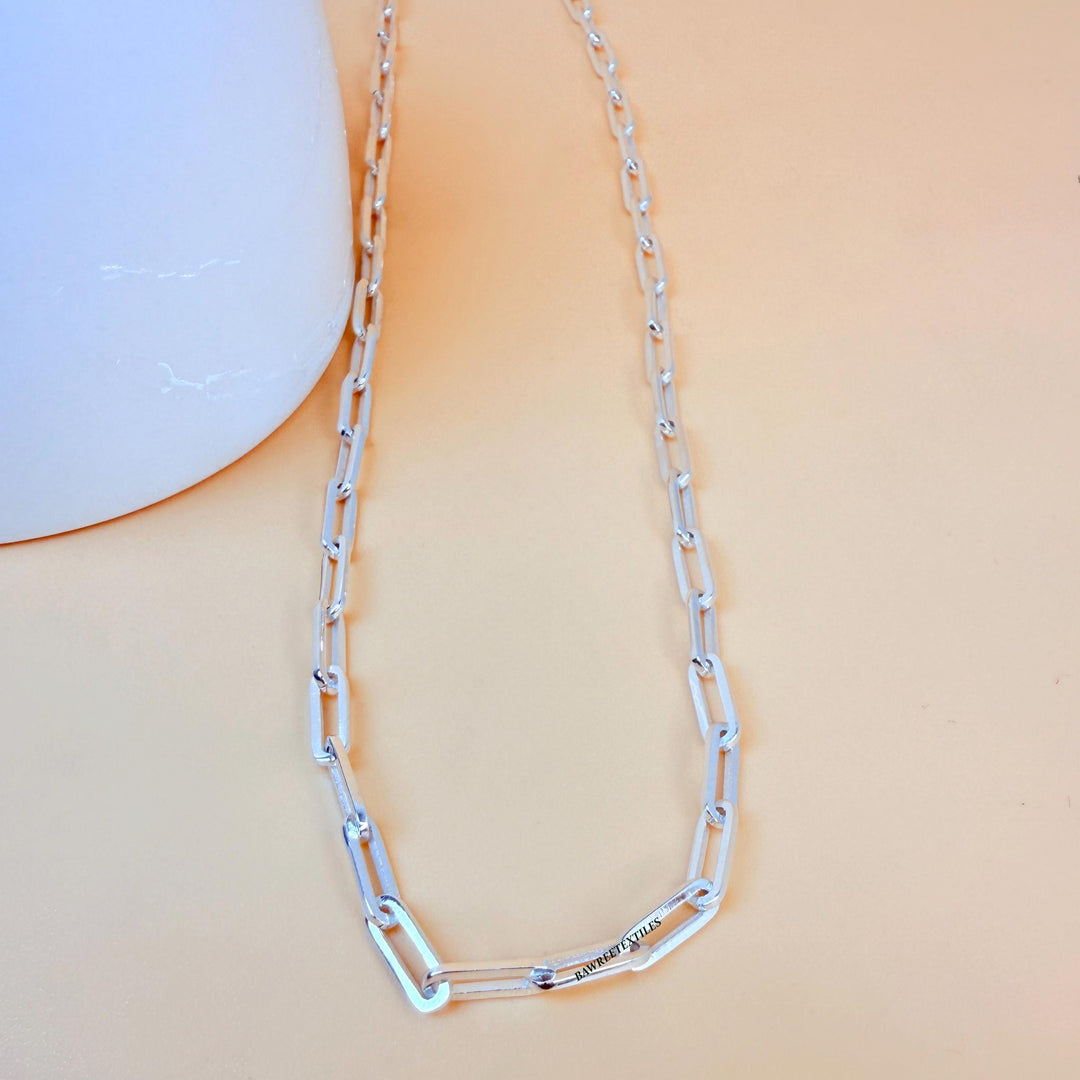 925 Sterling Silver Paperclip Chain Thick Chain Dainty Link Chain Necklace Paper Clip Chain Necklace Layering Chain Everyday Chain Necklace