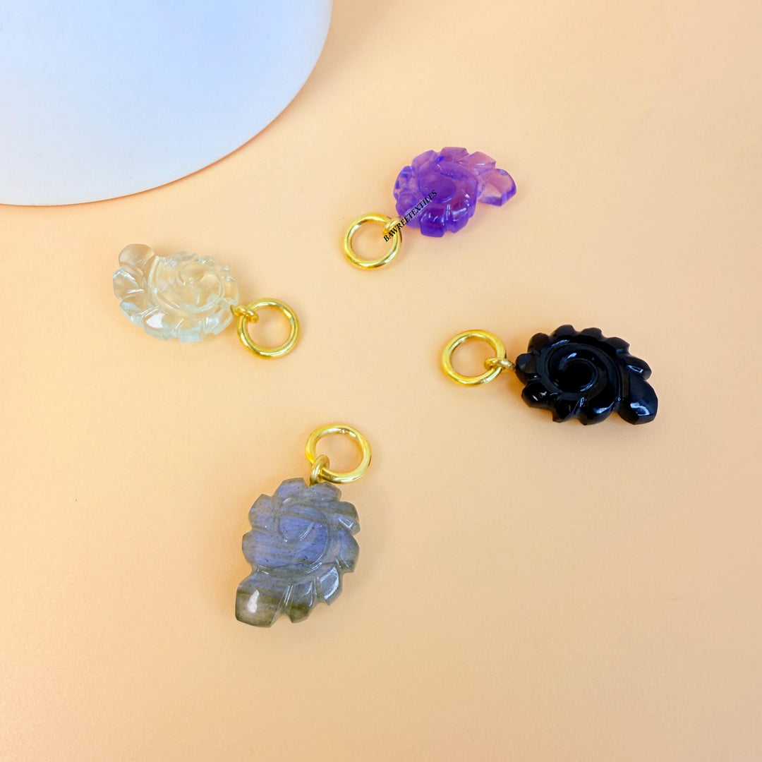 925 Sterling Silver Carved  pendant, Carved Fluorite Rose Pendant,  fluorite carving Rose pendant, carving flower, Flower Pendent