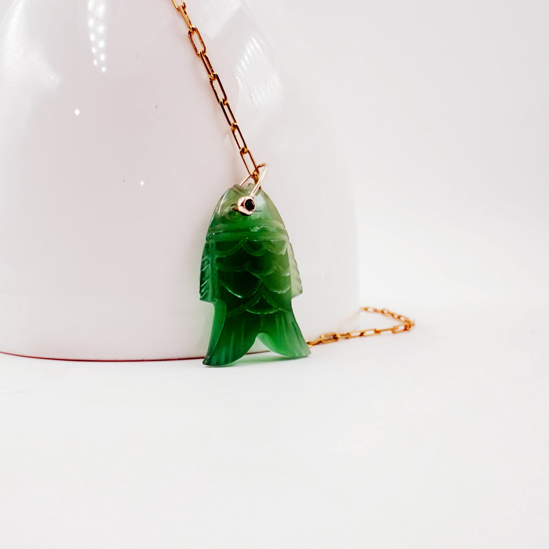 925 Sterling Silver Movable Fish Pendent  Pisces Necklace Unique Fish Charm Silver Fish Pendant  Turquoise Beaded Choker Fish Charm pendent