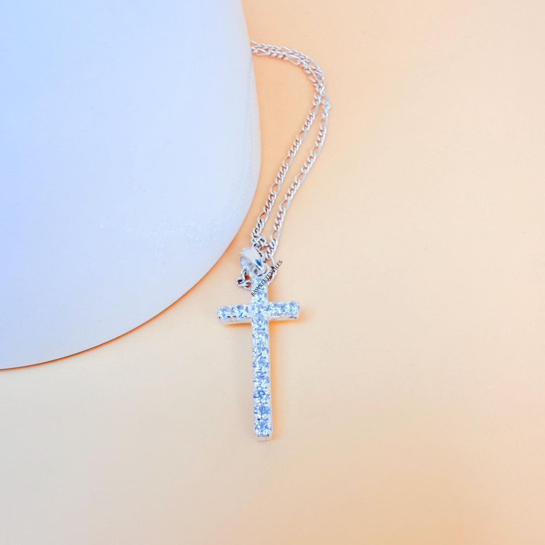 14K Gold Plated Diamond Cross Necklace for Women, Cross necklace women,  White Gold Cross Pendant, Criss Cross Pendent