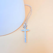 14K Gold Plated Diamond Cross Necklace for Women, Cross necklace women,  White Gold Cross Pendant, Criss Cross Pendent
