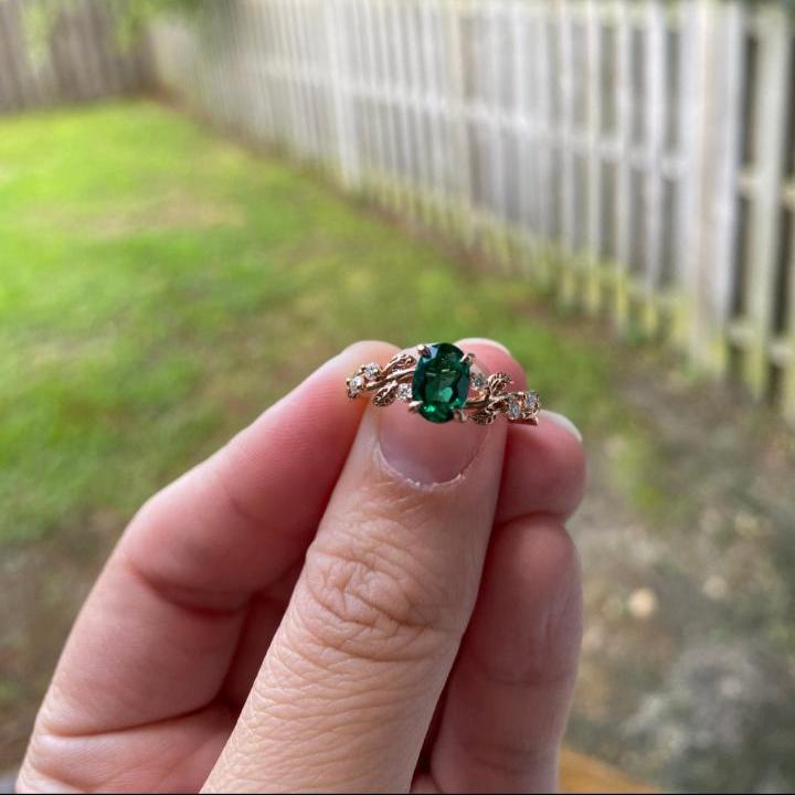 Handmade Silver Ring for Women Moss Agate Ring for Her Leaf Nature Gift for Wife Dainty Real Moss Agate Ring