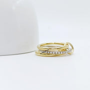 14K Gold Gold Connected Ring Set, Diamond Interlocking Ring, Micro Pave Eternity Band, Multi Link Connected Ring, Two Tone Connected Ring