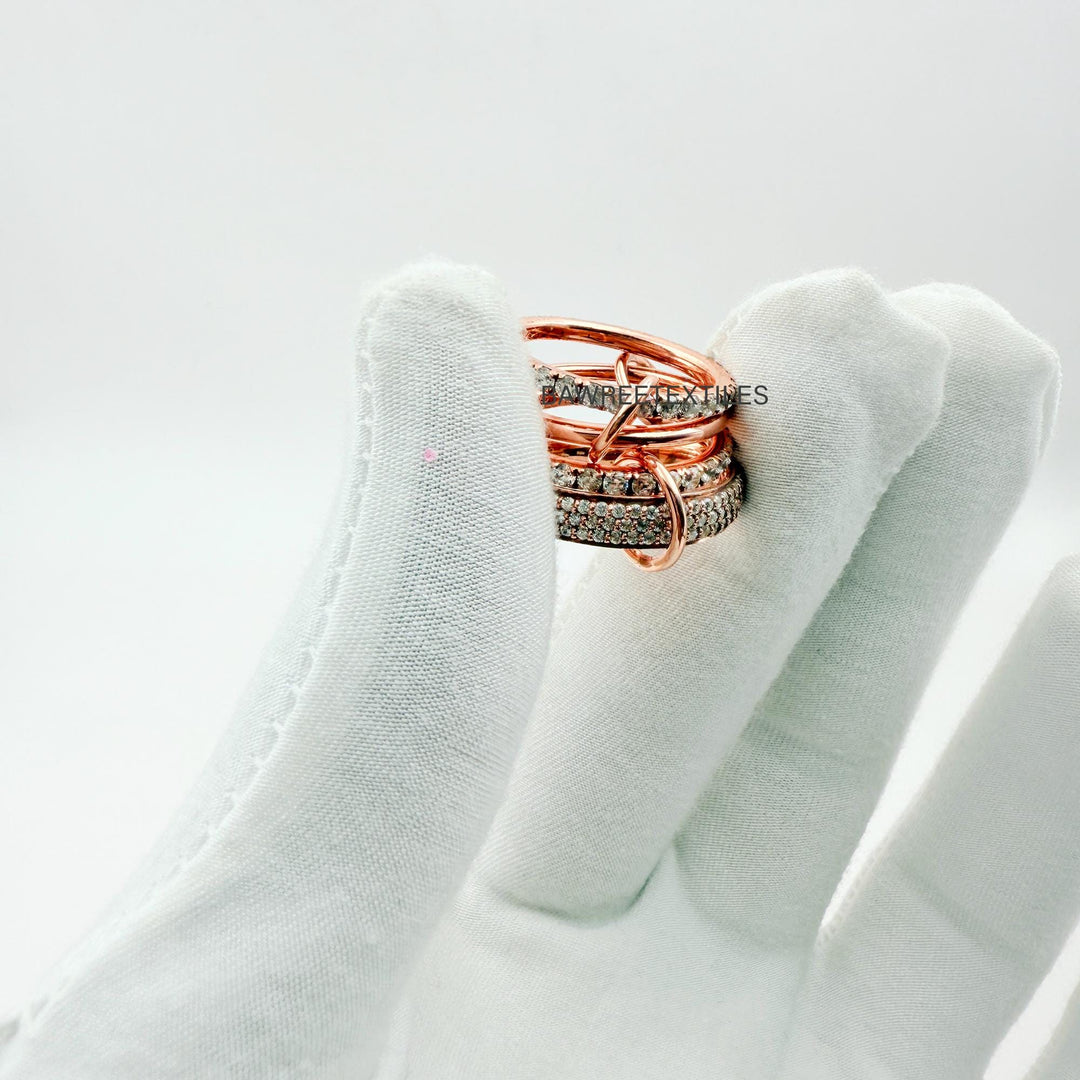 14K Gold Multi Band Ring Two Tone Band Ring Stackable Band Eternity Statement Ring Eternity Multi Link Connected  Multi Link Connected Ring