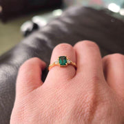 Genuine Emerald Gold Ring, 14K Gold Vermeil Lab Emerald Engagement Ring, Statement Ring, Birthday Gift for Her