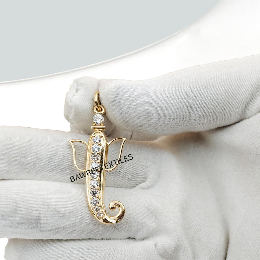 14KGold Hand Carved Stone Crystal Ganesh Pendant Unique Handmade Carving Ganesh Pendant Meditation Ganesh Charm Pendant Ganesh Charm Pendant