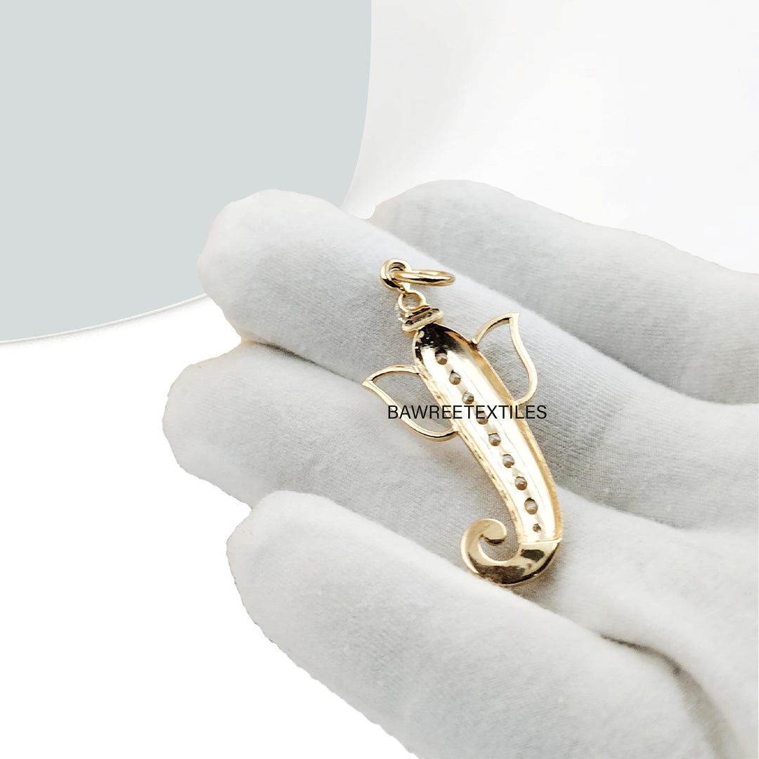 14KGold Hand Carved Stone Crystal Ganesh Pendant Unique Handmade Carving Ganesh Pendant Meditation Ganesh Charm Pendant Ganesh Charm Pendant