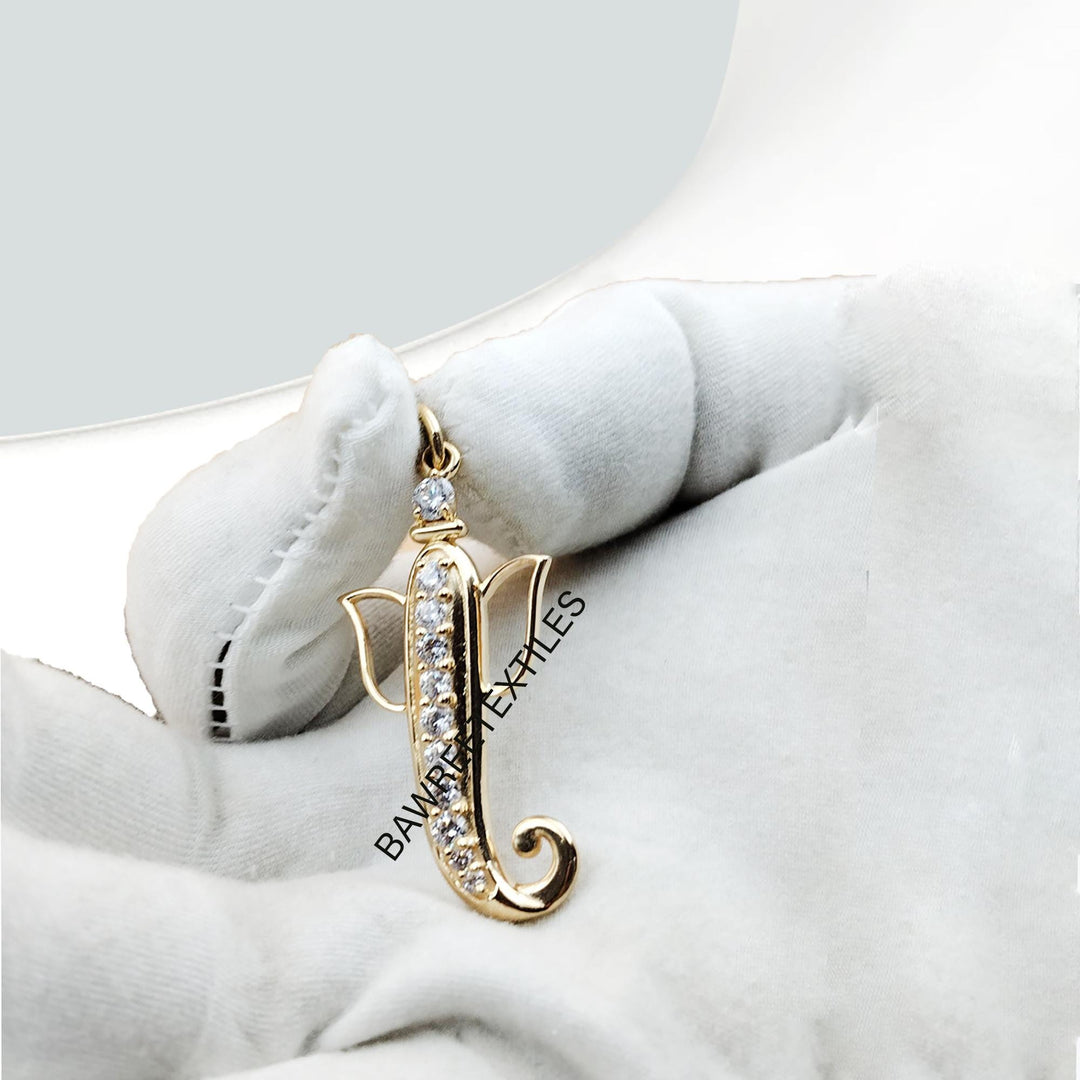 14KGold Hand Carved Stone Crystal Ganesh Pendant Unique Handmade Carving Ganesh Pendant Meditation Ganesh Charm Pendant Ganesh Charm Pendant