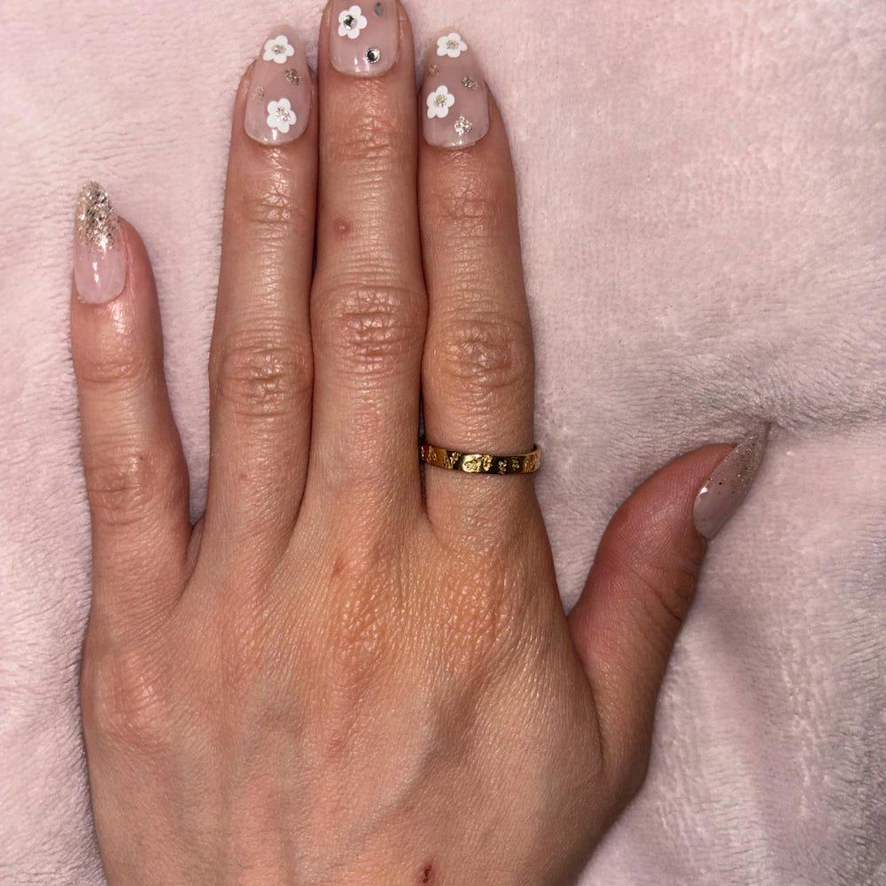 Mini Birth Flower Band, Gold or Silver, Flower Ring, Personalized Family Jewelry, Gift for Mom, Dainty Minimalist Stacking