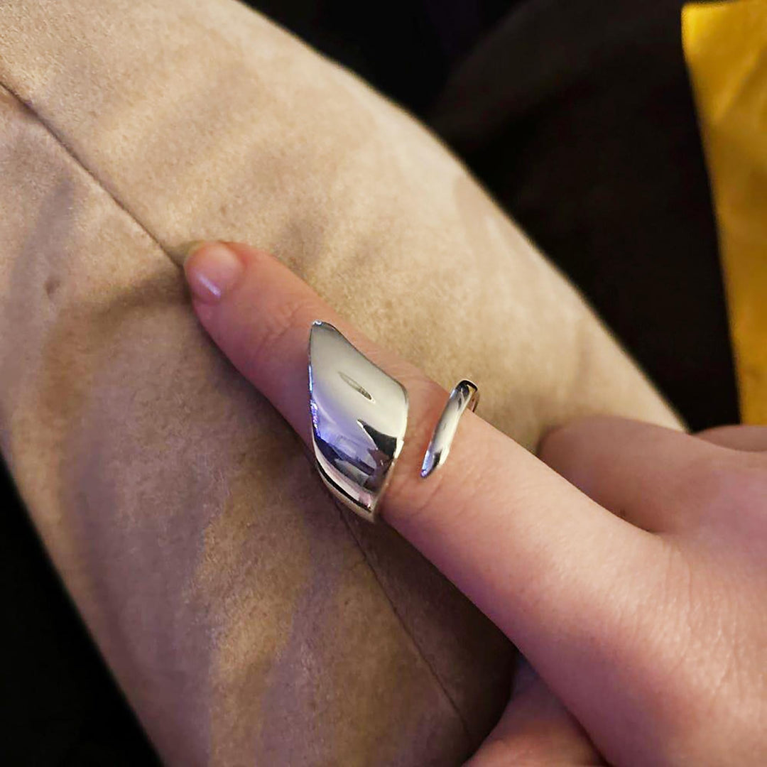 925 Sterling Silver Ring, Silver Wrap Ring, Wide Ring, Chunky Ring, Minimalist Ring, Trendy Ring, Abstract Geometric Rings, Adjustable Rings