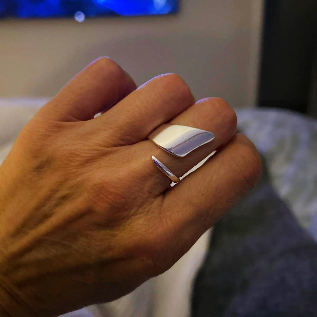 925 Sterling Silver Ring, Silver Wrap Ring, Wide Ring, Chunky Ring, Minimalist Ring, Trendy Ring, Abstract Geometric Rings, Adjustable Rings