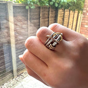 925 Sterling Silver Gold And Silver Multi Band Ring, Multi Layer Interlocking Ring, Connected Ring, Two Tone Ring, Maximalist Stacking Ring