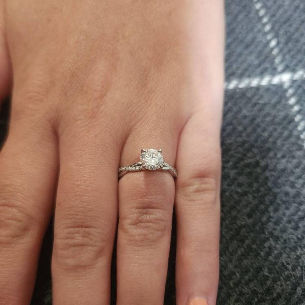 Petite Twist Moissanite Engagement Ring, Unique Sustainable Moissanite Ring for Women, 14k Gold Twisted Vine Ring, Promise Ring