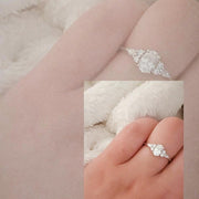 Vintage Oval Diamond Engagement Ring, Cluster Dainty Promise Ring for Women, Unique Rose Gold Moissanite Wedding Ring by Atom Jewels