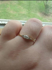 Minimal Oval Cut ring - Teal Blue stone or Clear CZ Stone - Dainty Stacking Ring - Promise Ring 14K Gold Vermeil over Sterling Silver