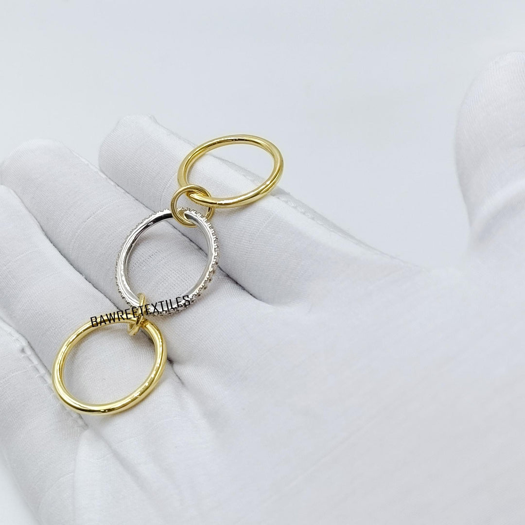 14K Gold Gold Connected Ring Set, Diamond Interlocking Ring, Micro Pave Eternity Band, Multi Link Connected Ring, Two Tone Connected Ring