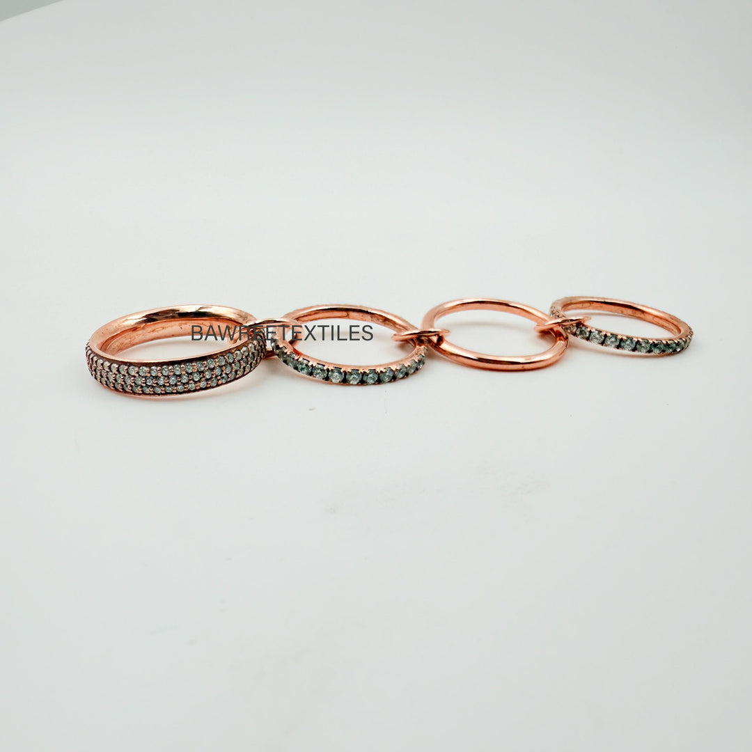14K Gold Multi Band Ring Two Tone Band Ring Stackable Band Eternity Statement Ring Eternity Multi Link Connected  Multi Link Connected Ring