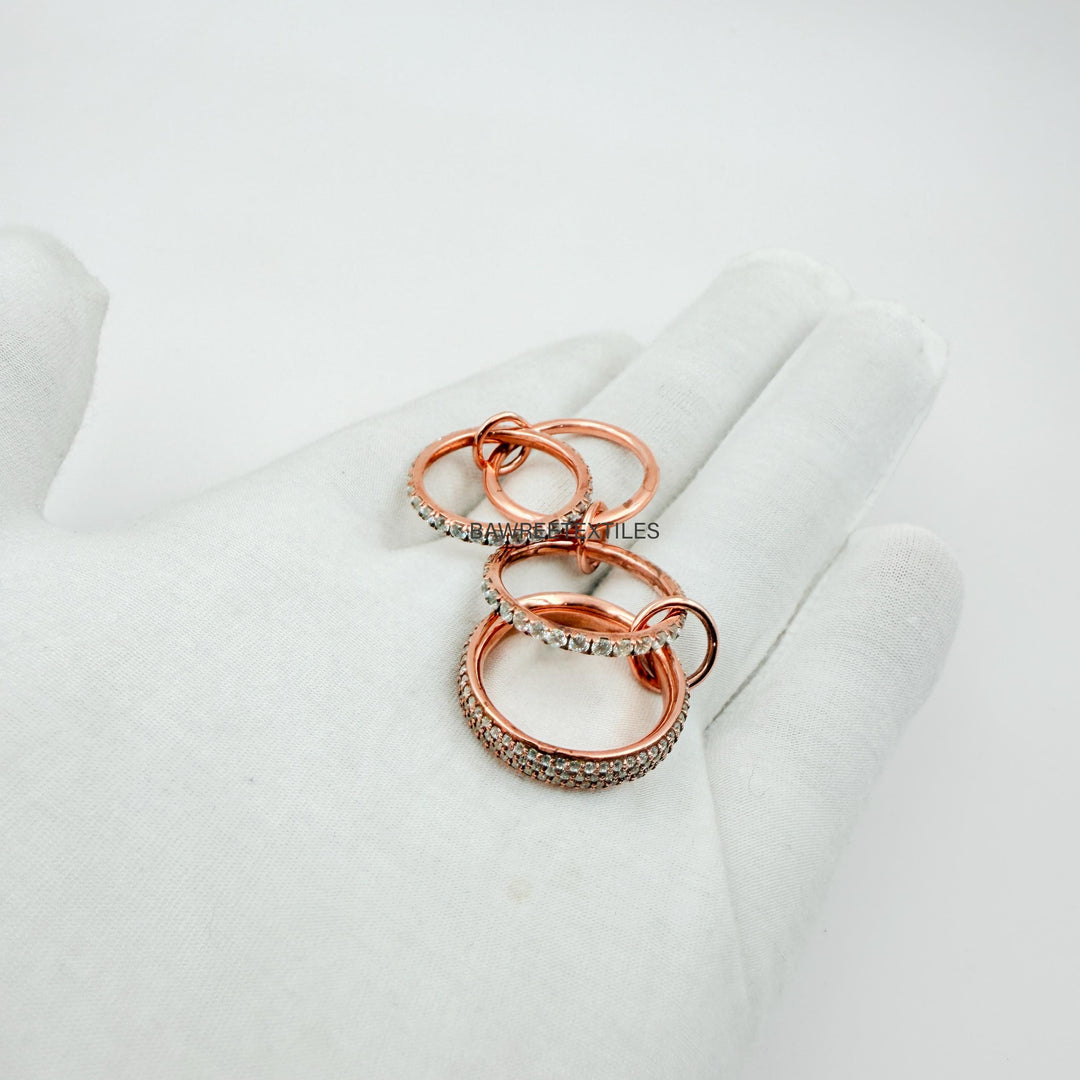 14K Gold Multi Band Ring Two Tone Band Ring Stackable Band Eternity Statement Ring Eternity Multi Link Connected  Multi Link Connected Ring