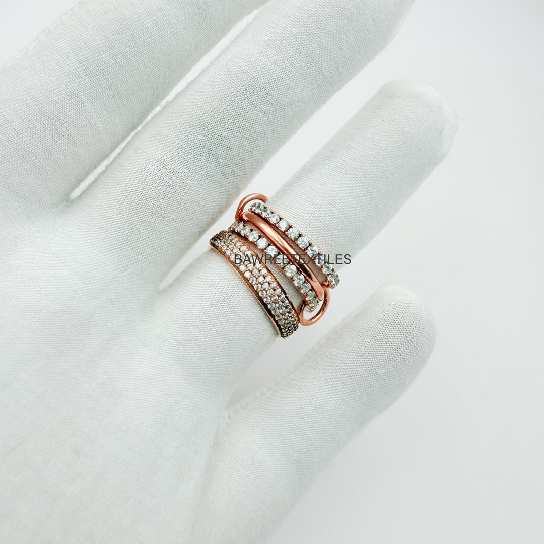 14K Gold Multi Band Ring Two Tone Band Ring Stackable Band Eternity Statement Ring Eternity Multi Link Connected  Multi Link Connected Ring