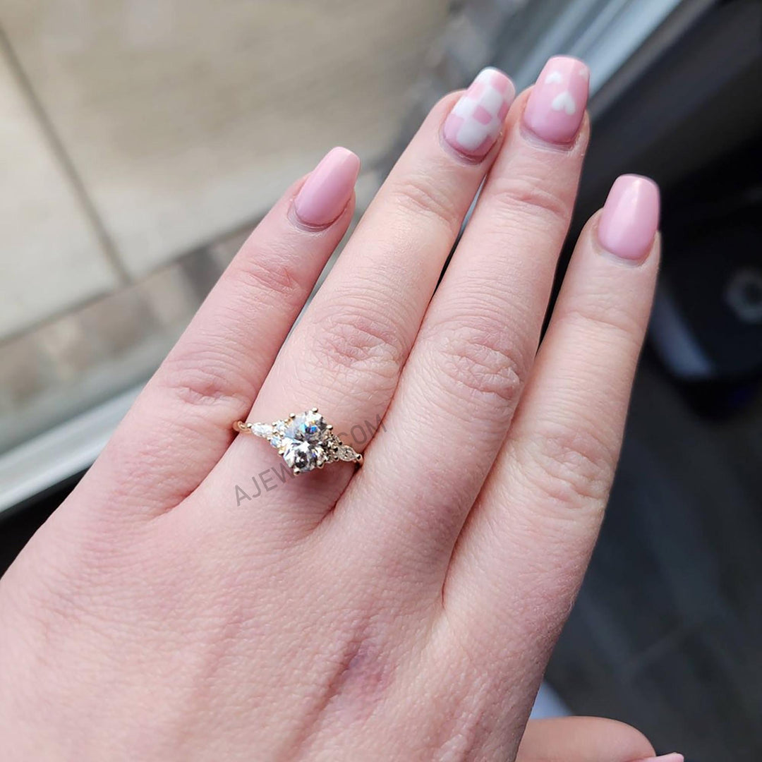 Oval Moissanite engagement ring 14K gold engagement ring Vintage engagement ring Marquise diamond twisted ring Anniversary promise ring