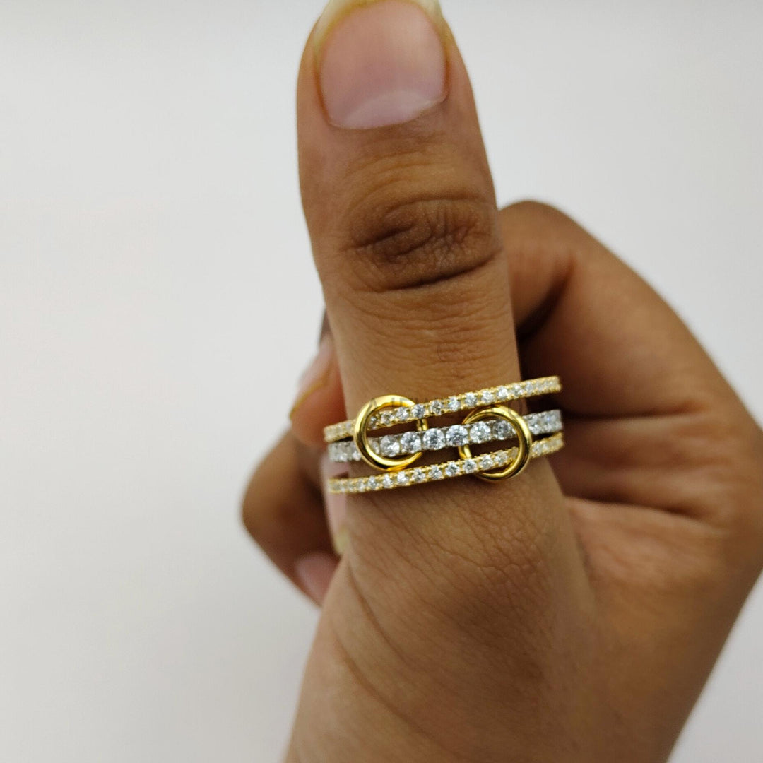 14k Yellow Gold Multi Connector Ring, Multi Band Ring, Interlocking Ring Spinelli Dupe Ring Multi Connected Ring with Diamond Ring for Women