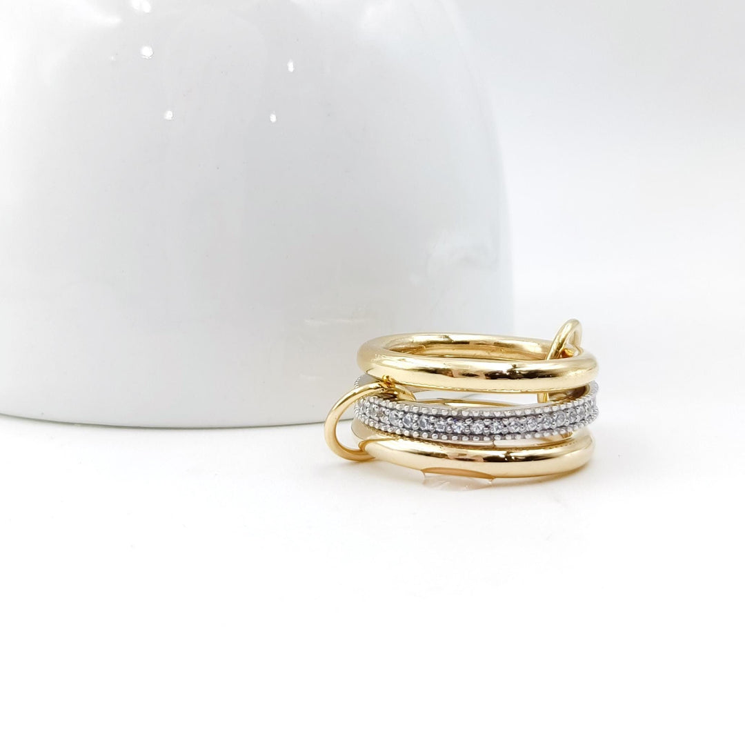 925 Silver Multi Link Connected Ring, Interlocking Silver Ring, Chunky Silver  Connector Ring, Silver Ring Set, Eternity Statement Ring