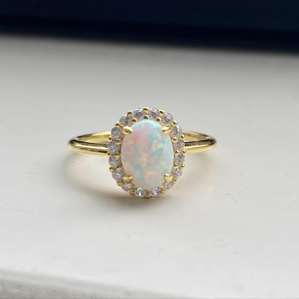 Opal Ring, Dainty Ring, October Birthstone Ring, Opal Jewelry, Stackable Rings, Rings for Women, Gemstone Ring, Vintage Opal Rings for Women
