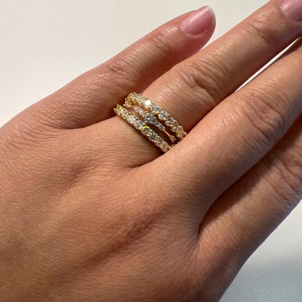 Moissanite Eternity Ring, 18K Gold Eternity Ring, Engagement Ring, Dainty Wedding Band, Stackable Promise Ring for Women