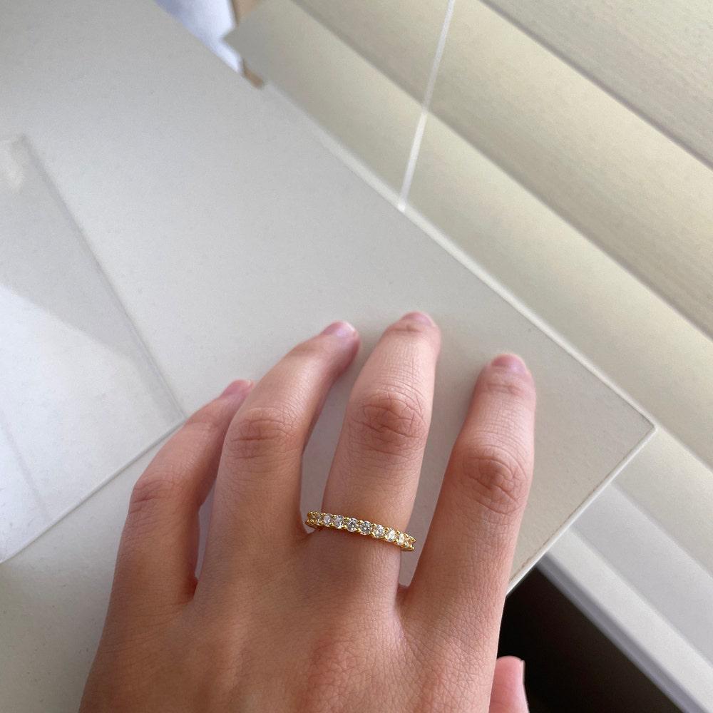 Moissanite Eternity Ring, 18K Gold Eternity Ring, Engagement Ring, Dainty Wedding Band, Stackable Promise Ring for Women