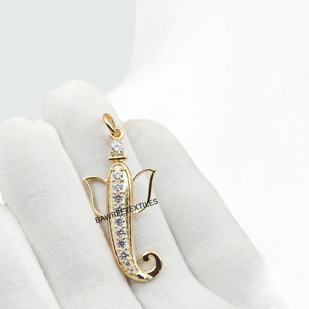 14KGold Hand Carved Stone Crystal Ganesh Pendant Unique Handmade Carving Ganesh Pendant Meditation Ganesh Charm Pendant Ganesh Charm Pendant