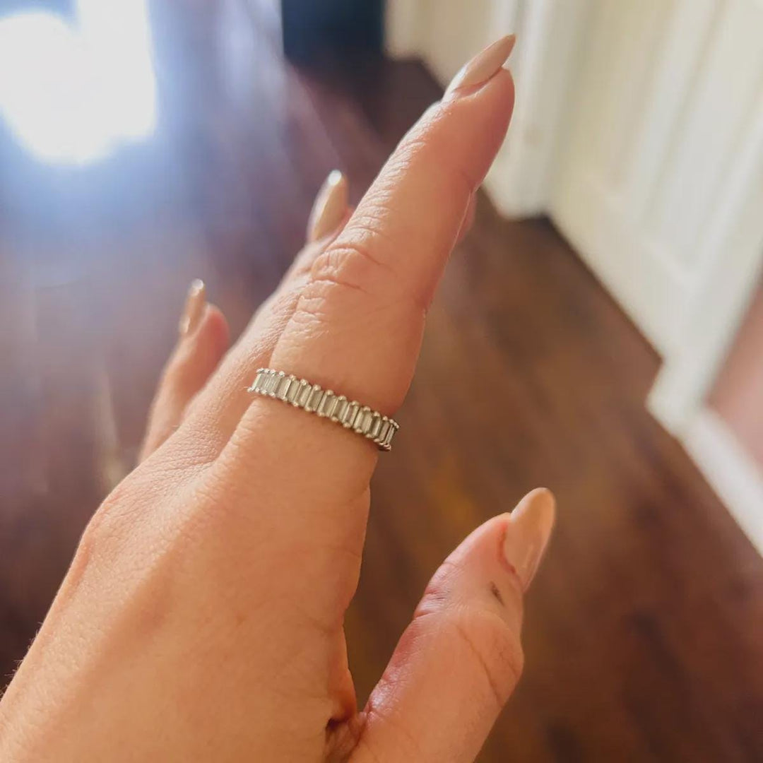 Baguette Ring, Diamond Eternity Band, Statement Ring, Eternity Ring, Engagement Ring, Promise Ring, Minimalist Ring, Gift For Wife