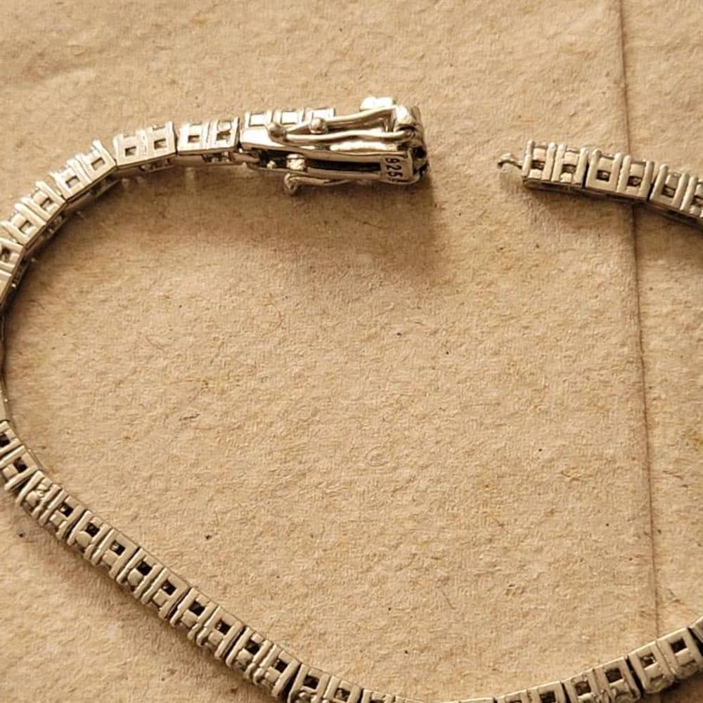 14K White Gold Tennis Bracelet 3mm 6.00TCW Round Cut CZ Diamond 925 Sterling Silver, Dainty Silver Bracelet for Men Women