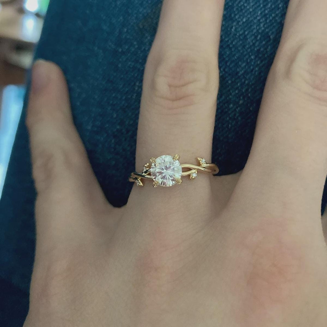 Nature Inspired Diamond Engagement Rings - Branch and Leaf Diamond Engagement Rings, Twig Branch & Leaf Wedding Rings, Twig Engagement Rings
