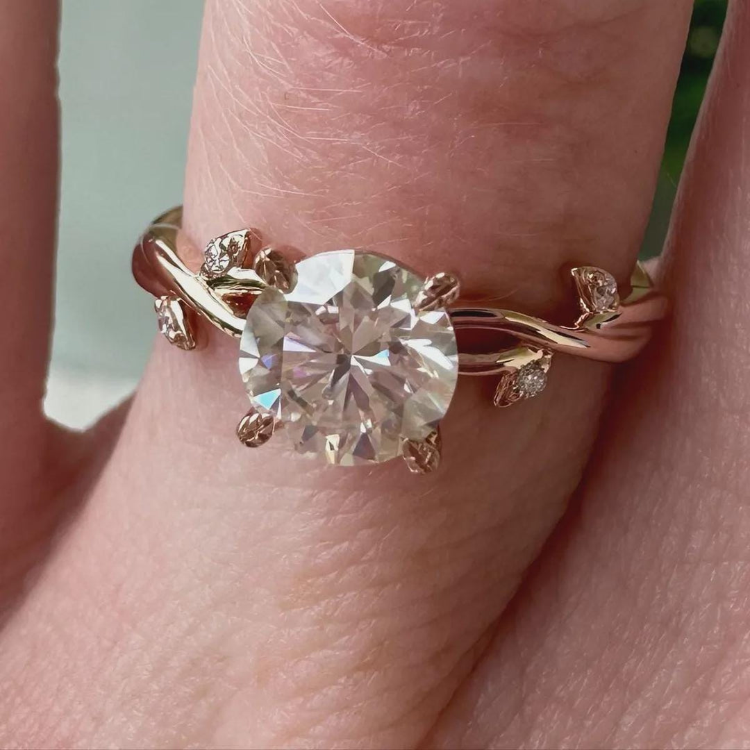 Nature Inspired Diamond Engagement Rings - Branch and Leaf Diamond Engagement Rings, Twig Branch & Leaf Wedding Rings, Twig Engagement Rings