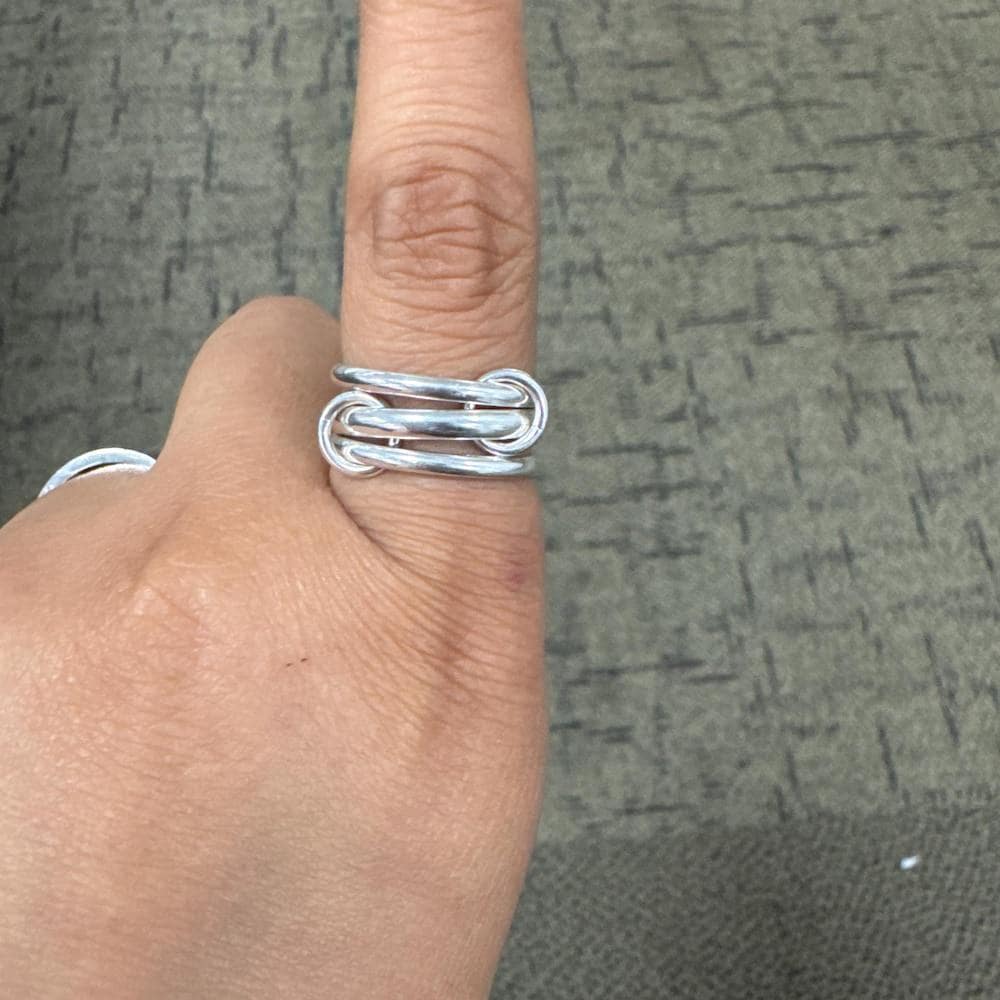 Two Tone Link Connected Rings, Silver Interlocking Rings, Gold and Silver Statement Rings, Light or Heavy Fit Rings, Multi Connector Rings