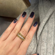 Bellanca Diamond Connected Stacker Gold Linked Spinner Ring, Handmade 925 Sterling Silver and 14K Yellow Gold Handmade Spinner Ring