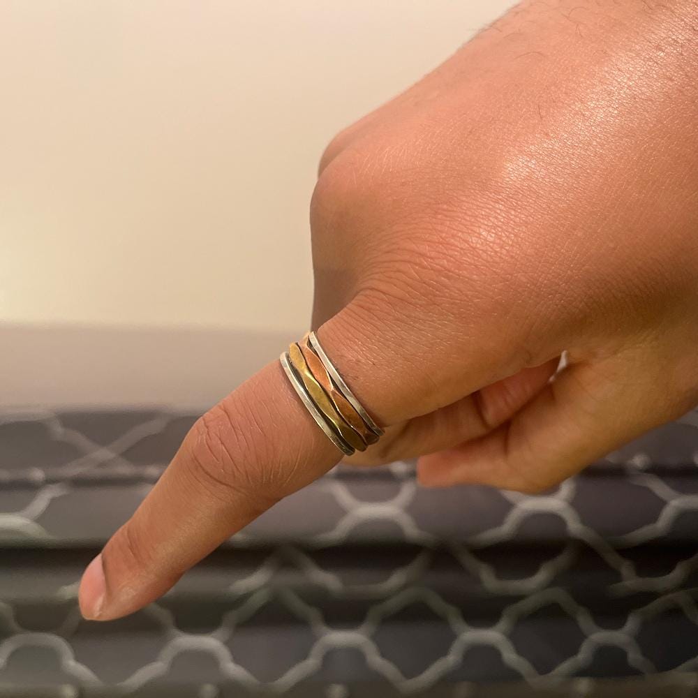 Boho 925 Sterling Silver Designer Spinner Ring For Handmade Three Tone For Her, Silver Ring