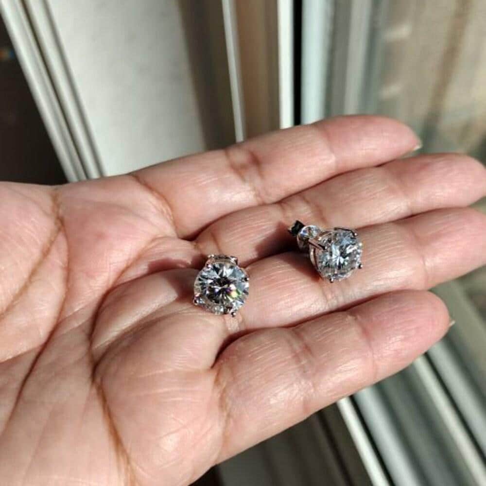 Gold Stud Earrings For Women - Daily Wear Earrings - Moissanite Stud Earrings Screw Back - Birthday Gifts Her - Graduations Gifts For Her