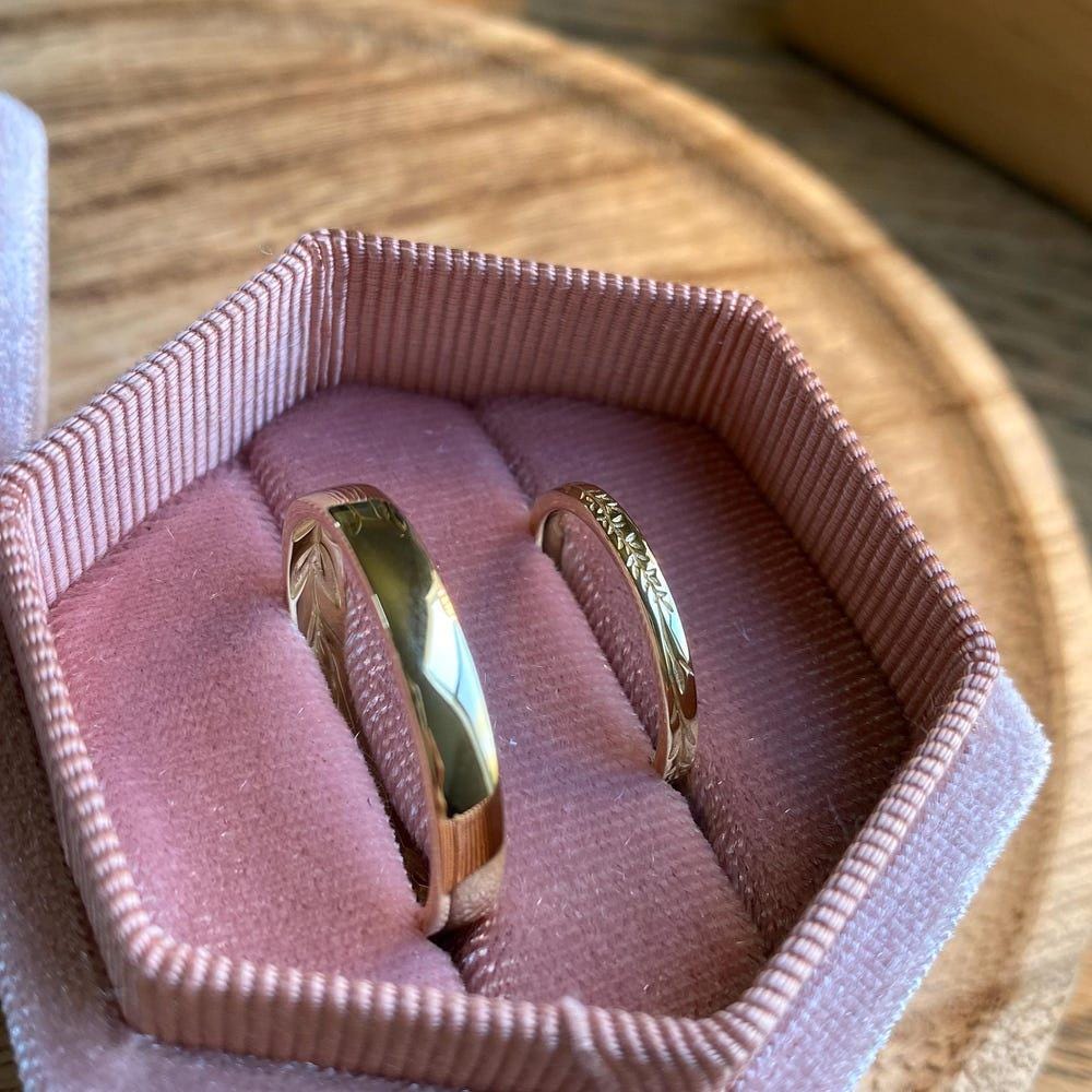 Couple Wedding Ring Set 2pcs Couple Rings Set Leaf Branch Mens Wedding Band Solid Gold Leaf Wedding Band For Men and Women Gift For Him