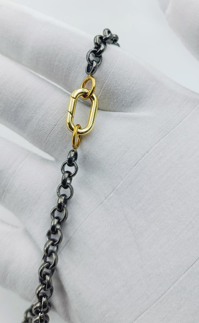 14K Gold Oval Clasp Carabiner Lock, Carabiner Spring Push Clasp, Spring Gate Clasp, Interlocking Oval Lock Clasp, Plain Clasp Carabiner Lock