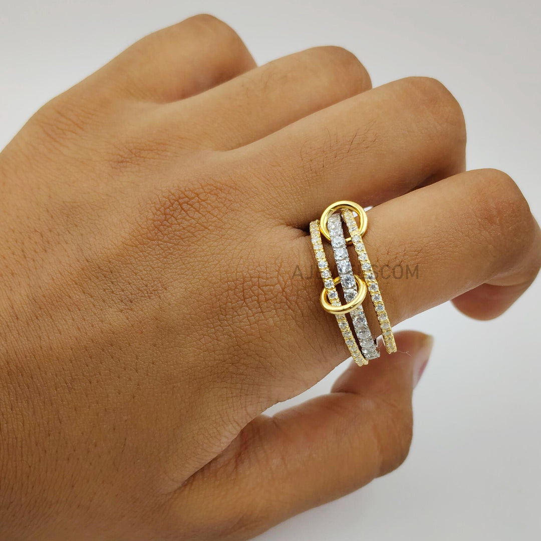 14k Yellow Gold Multi Connector Ring, Multi Band Ring, Interlocking Ring Spinelli Dupe Ring Multi Connected Ring with Diamond Ring for Women