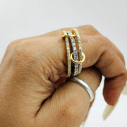 14k Yellow Gold Multi Connector Ring, Multi Band Ring, Interlocking Ring Spinelli Dupe Ring Multi Connected Ring with Diamond Ring for Women