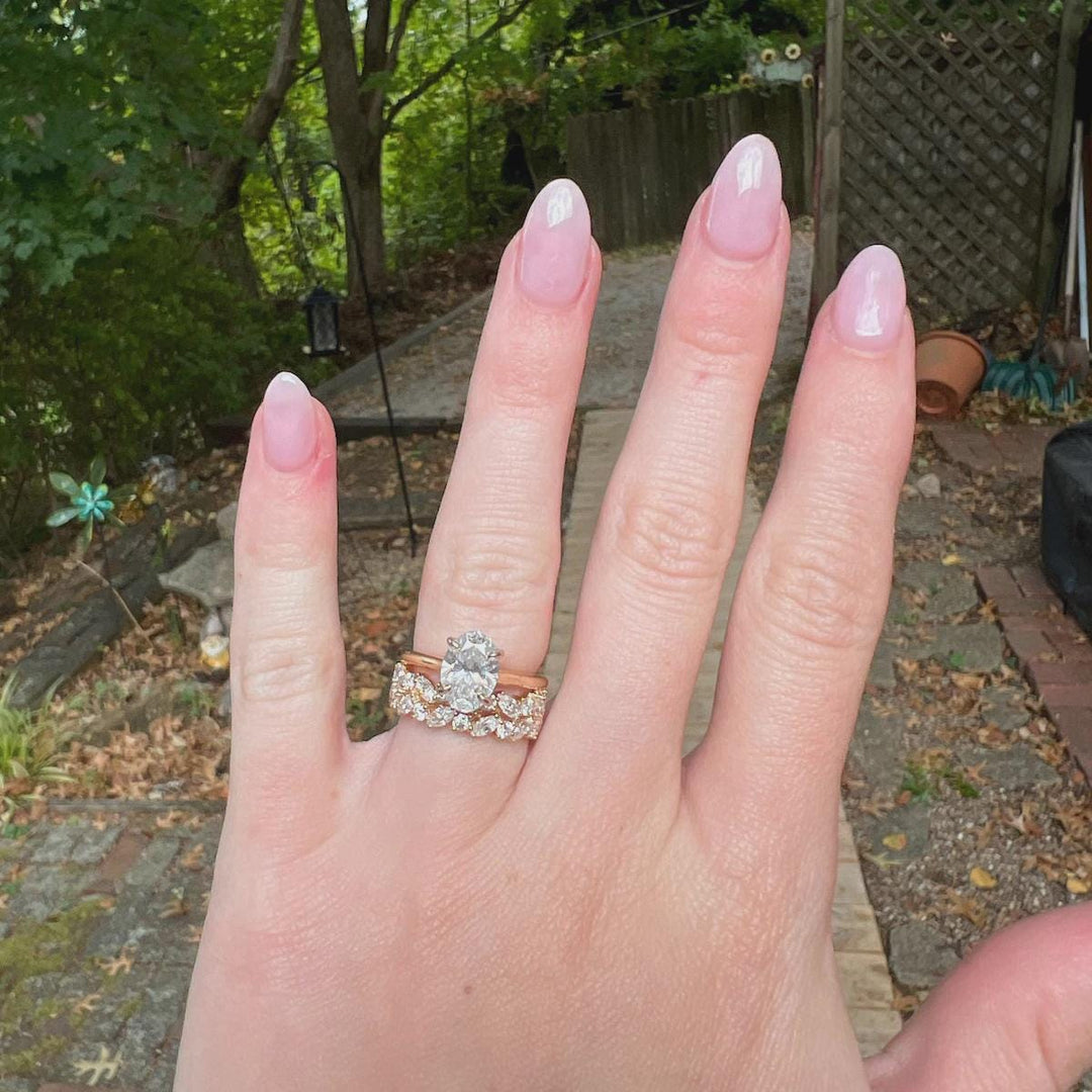 Diamond Wedding Ring with Marquise Diamond, Unique Jewelry, Marquise Cut Ring, Half Eternity Engagement Ring, Moissanite Lab Grown Diamond