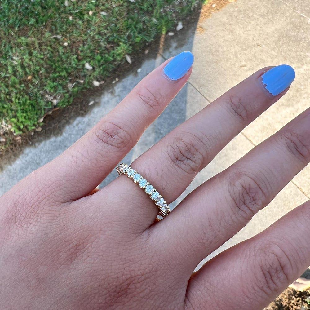 Moissanite Eternity Ring, 18K Gold Eternity Ring, Engagement Ring, Dainty Wedding Band, Stackable Promise Ring for Women