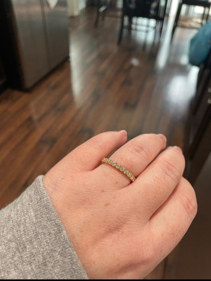 Moissanite Eternity Ring, 18K Gold Eternity Ring, Engagement Ring, Dainty Wedding Band, Stackable Promise Ring for Women