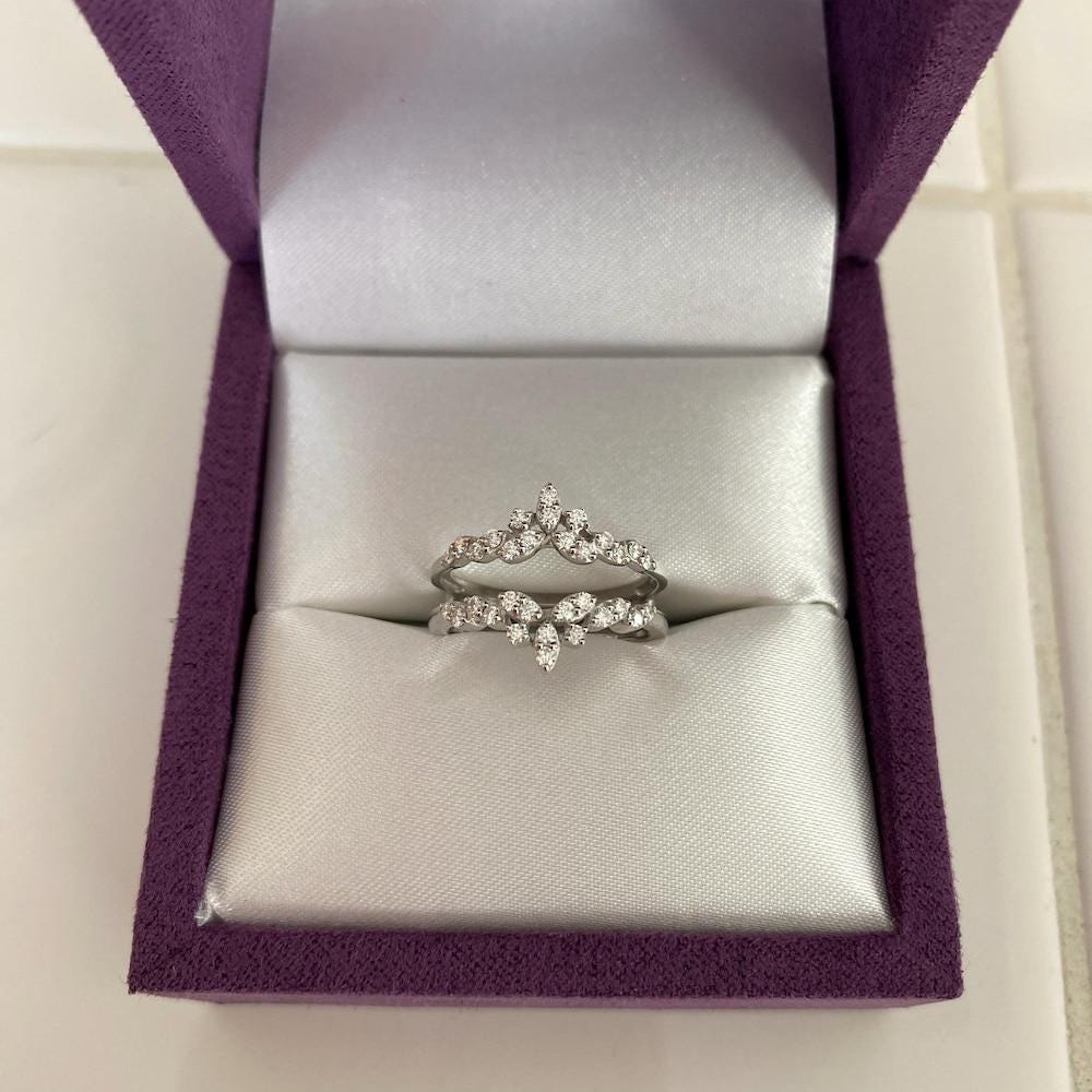 Round Cut Moissanite Diamond Band, Enhancer Guard Band For Women, Wedding Anniversary Gift For Wife, Proposal Fine Band, Birthday Gift Bands