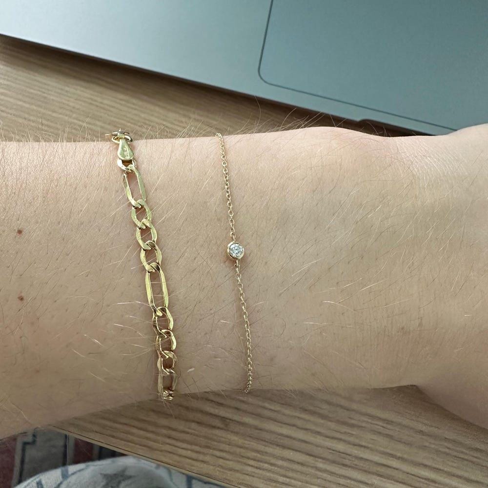 Diamond Bracelet, 14k Gold Bezel Setting Diamond Bracelet for Women, Dainty Bracelet Simple Bracelet Brilliant Cut Solitaire Bezel Bracelet