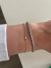 Diamond Bracelet, 14k Gold Bezel Setting Diamond Bracelet for Women, Dainty Bracelet Simple Bracelet Brilliant Cut Solitaire Bezel Bracelet