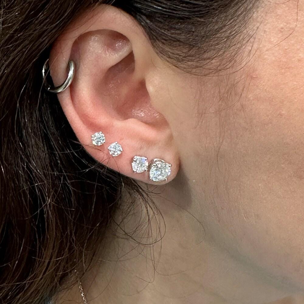 Gold Stud Earrings For Women - Daily Wear Earrings - Moissanite Stud Earrings Screw Back - Birthday Gifts Her - Graduations Gifts For Her