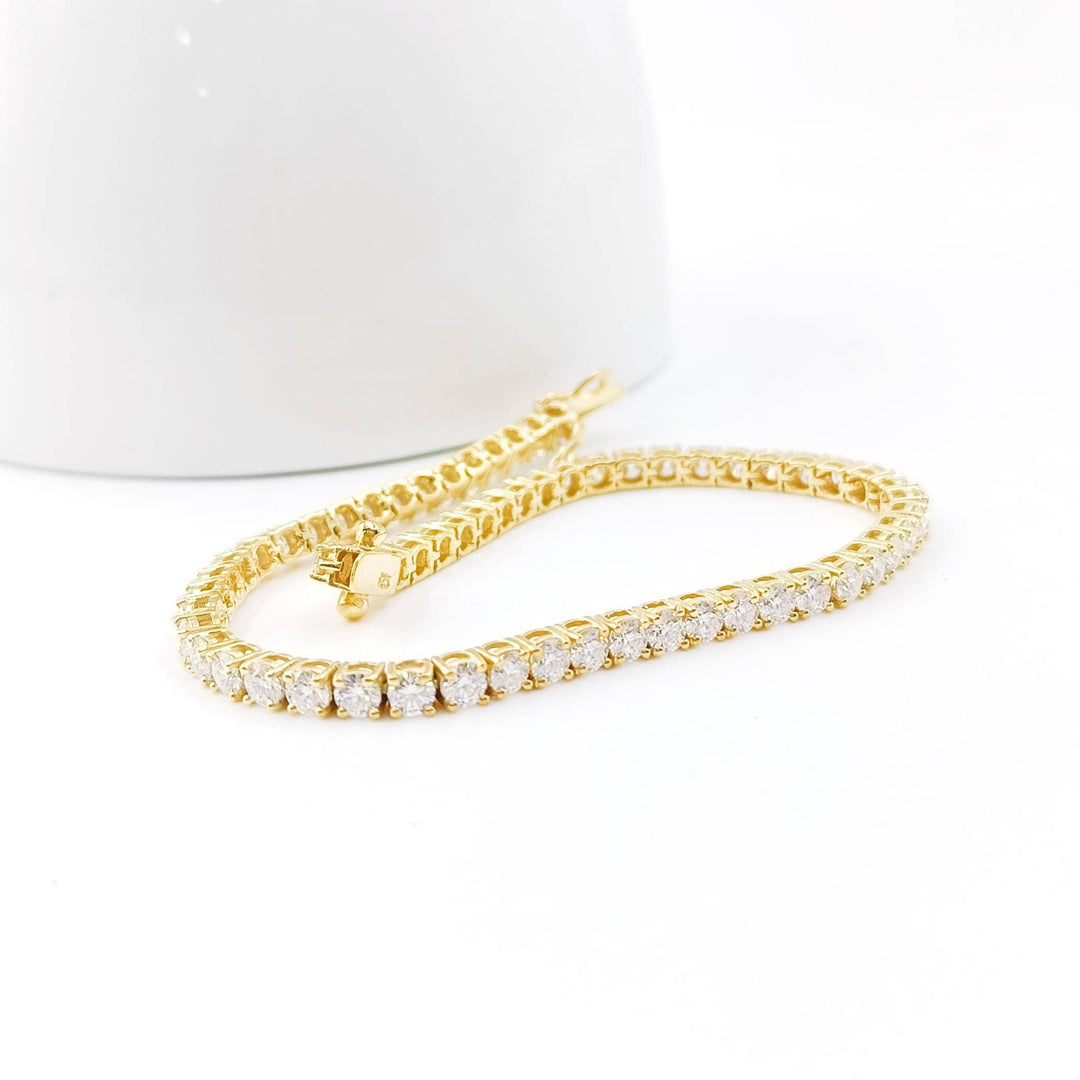 14K Gold Dainty Tennis Bracelet Gold Tennis Bracelet Cubic Zirconia Tennis Bracelet Dainty Tennis Bracelet Round Lab Grown Diamond Bracelet